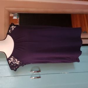 NOBO XL 15-17 Navy Blue Sleeveless  Lace Shoulders Top Juniors Keyhole on back